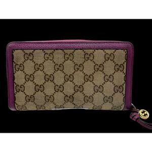 GUCCI GG Supreme Canvas Zip-Around Women's Wallet – Pink Leather Trim | COA